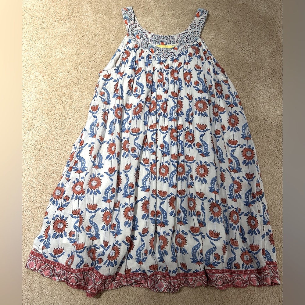 Kids Size 8 Roller Rabbit Red and Blue Flower Babydoll Dress